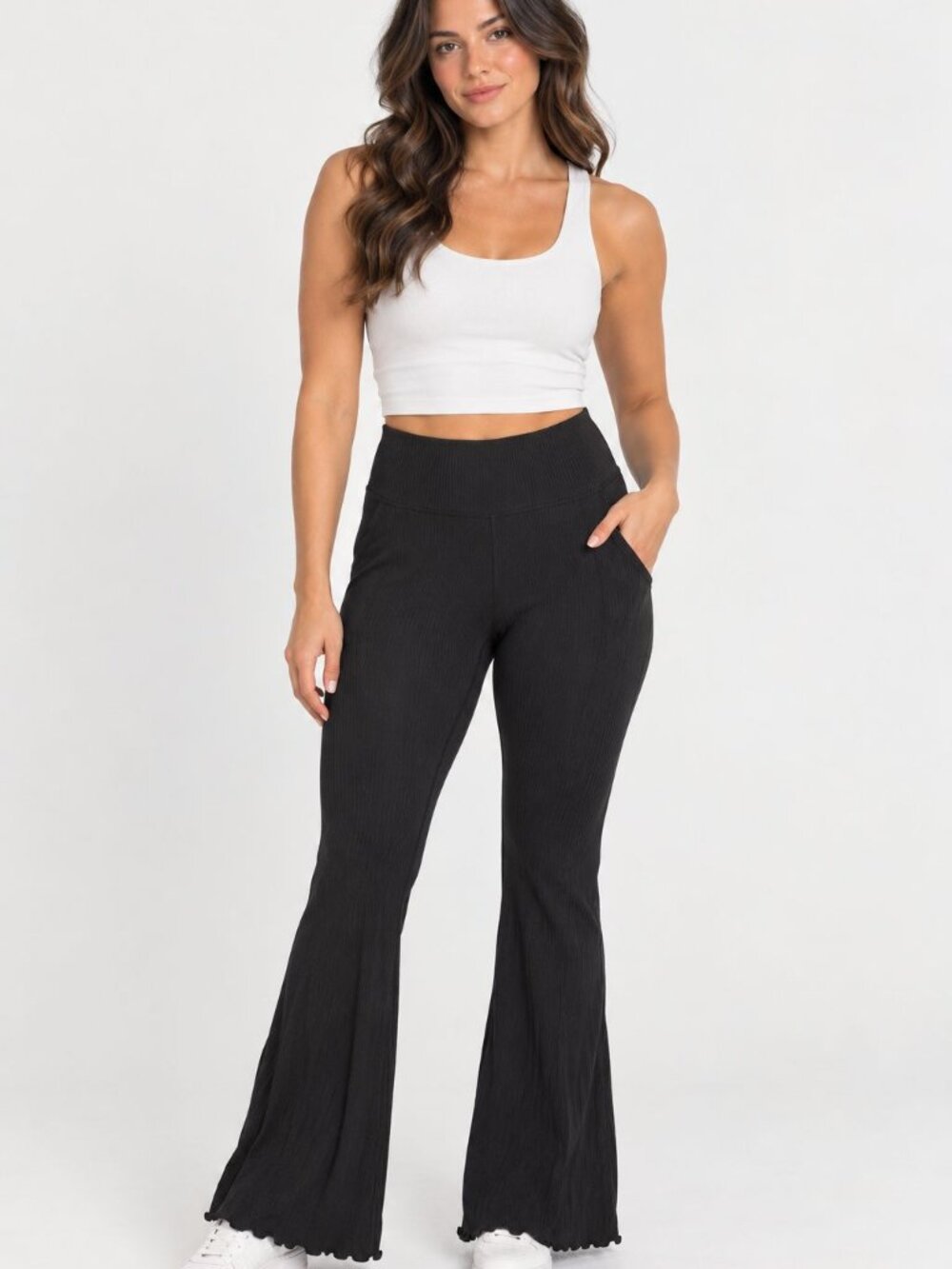Outdoor Voices Ribbed Flare Pants Black Size M High Rise Yoga Leggings
